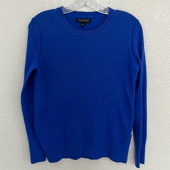 Banana Republic Blue Italian Merino Blend Crew Neck Sweater Size XS - Picture 1 of 4